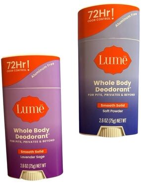 LUME BUNDLE | Two Sticks Deodorant Smooth Solid Lavender Sage & Soft Powder NWT